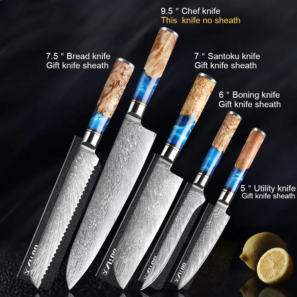 “Slice Like You Mean It” 5-Piece Pro Kitchen Knife Set — For Dads Who Fear No Onion
